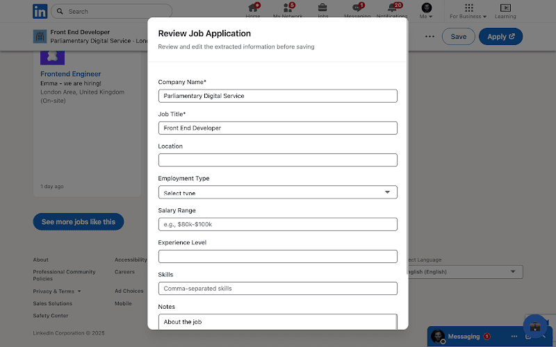 Chrome Extension in action